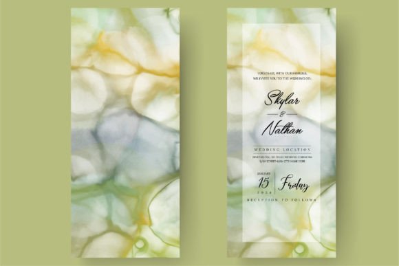 Alcohol Ink Marble Stone Wedding Menu Design
