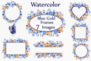 Blue & Gold Watercolor Frames: A Designer's Dream Asset