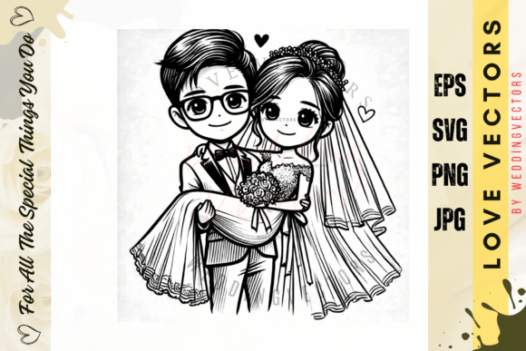 C4580: Capturing Romance in Whimsical Wedding Vectors