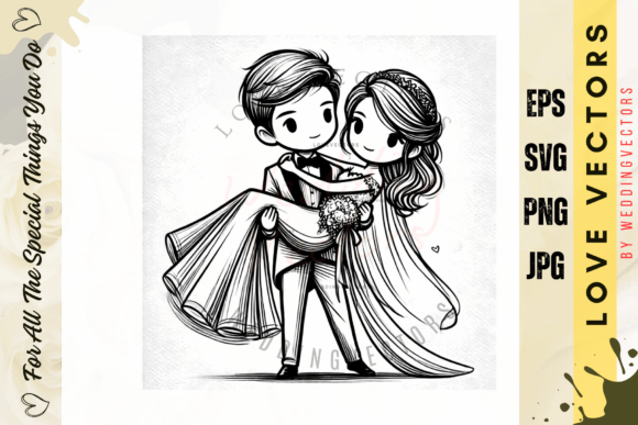 C4593: Capturing Matrimony in Whimsical Vector Art