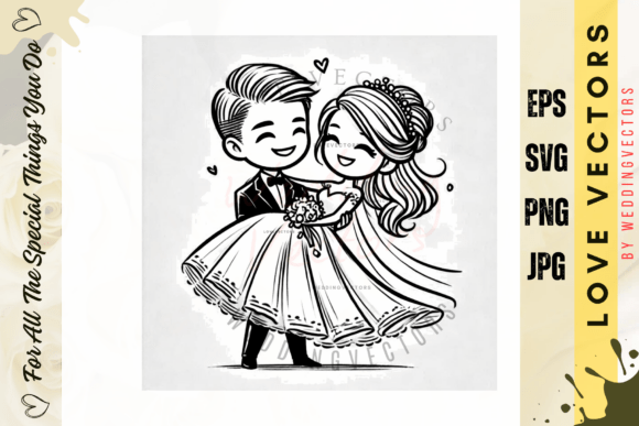 C4672: The Elegant Wedding Couple & Love Vectors