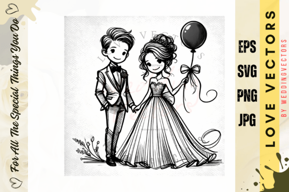 C4735: The Wedding Couple Vector Art for Timeless Romance