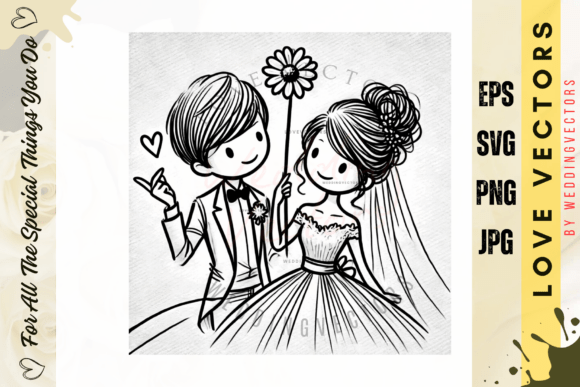 C497: Intricate Fine-Line Art for Wedding & Love Projects