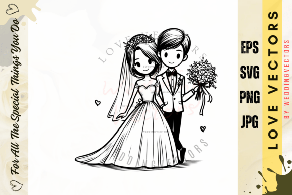 C4979: Crafting Timeless Romance with Wedding Couple and Love Vectors