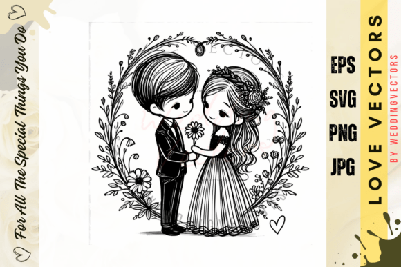 Discover the C4915 Wedding Couple and Love Vectors Collection