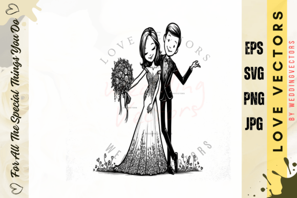 Enchanting Wedding Couple and Love Vectors: C4747 Design Guide