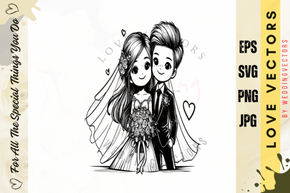 Ethereal Romance: Designing with Wedding Couple and Love Vectors