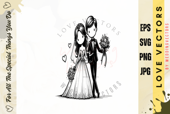 Wedding Couple and Love Vectors - C4720: Romantic Design Essentials